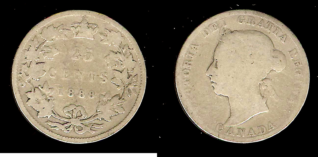 Canada 25 cents 1888  VG/F+